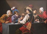 Theodoor Rombouts Playing Cards oil on canvas